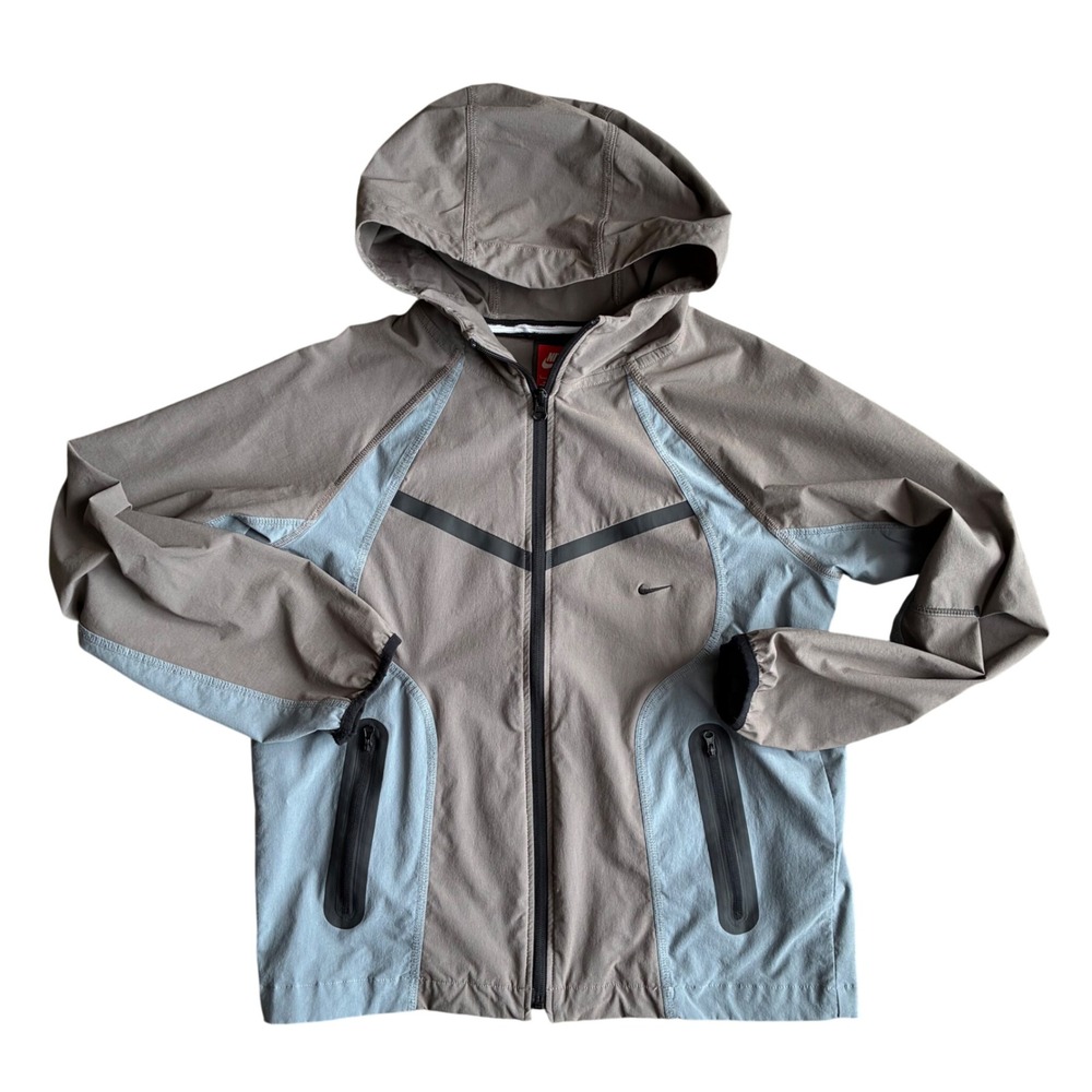 Nike Kids Tech Pack Full Zip Hooded Windbreaker Jacket Khaki Blue II3623-289 L